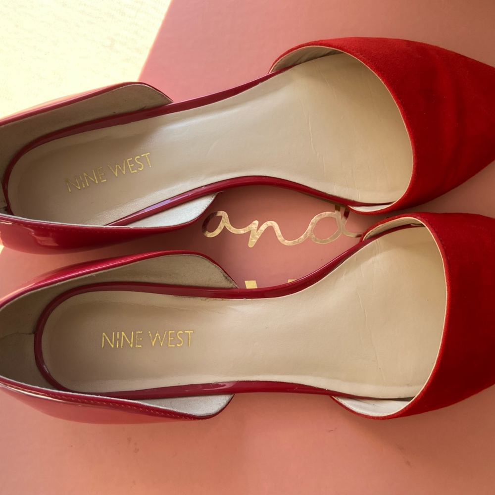 Nine West ‘Supine’ Red Leather D’Orsay Flat